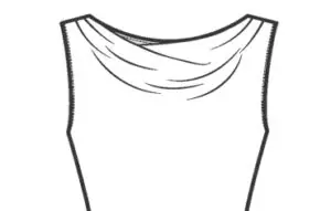 Sketch of a Mid depth Cowl Neckline