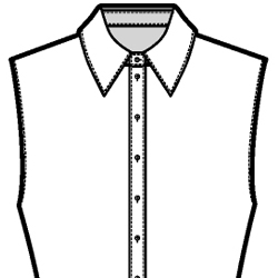 Black-and-white technical flat drawing of a Basic Shirt Collar with Stand.