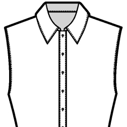Black-and-white technical flat drawing of a Basic Shirt Collar No Stand.