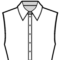 Black-and-white technical flat drawing of a Basic Shirt Collar Faux Stand.