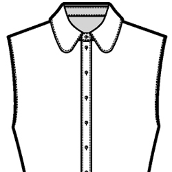Black-and-white technical flat drawing of a Rounded Shirt Collar with Stand.