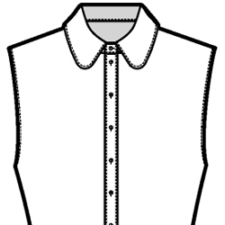Black-and-white technical flat drawing of a Rounded Shirt Collar Faux Stand.