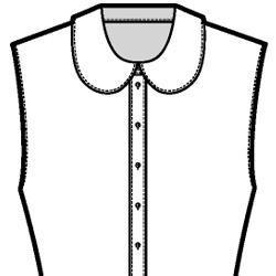 Black-and-white technical flat drawing of a Peter Pan Collar.