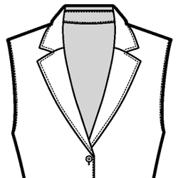 Black-and-white technical flat drawing of a Pointed Notch Collar.