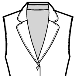 Black-and-white technical flat drawing of a Rounded Notch Collar.