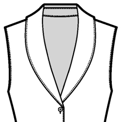 Black-and-white technical flat drawing of a Shawl Collar.
