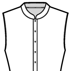 Black-and-white technical flat drawing of a Rounded Mandarin Collar.