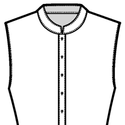 Black-and-white technical flat drawing of a Pointed Mandarin Collar.