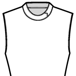 Black-and-white technical flat drawing of a Mandarin Collar with Extension.